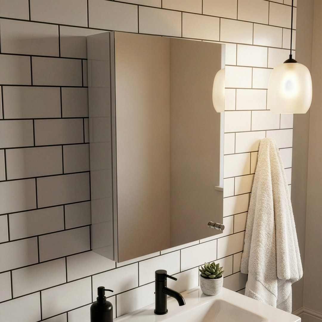 Carra 300mm W 500mm H Surface Frameless Medicine Cabinet Mirror 1 Fixed