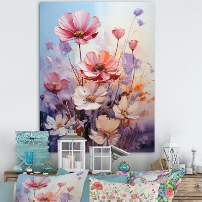 Impression romantique sur toile, "Pink Wildflowers"