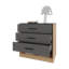 Commode à 3 tiroirs et tablette ouverte Lowrys, chêne naturel et gris mat