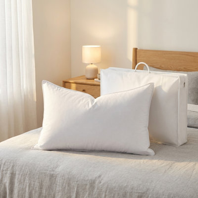 Luxury Hotel-Style Natural Goose Down Pillow - 100% Cotton Cover, 1000+ Fill Power, Plush & Supportive, Standard/Queen Size（Set of 1）