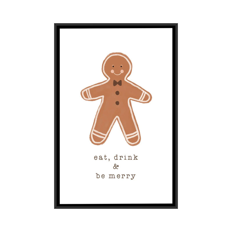 "Manger drink & be Merry" par Orara studio, reproduction d’art, H 60 po x l 40po x P 1,5 po, Toile avec cadre noir