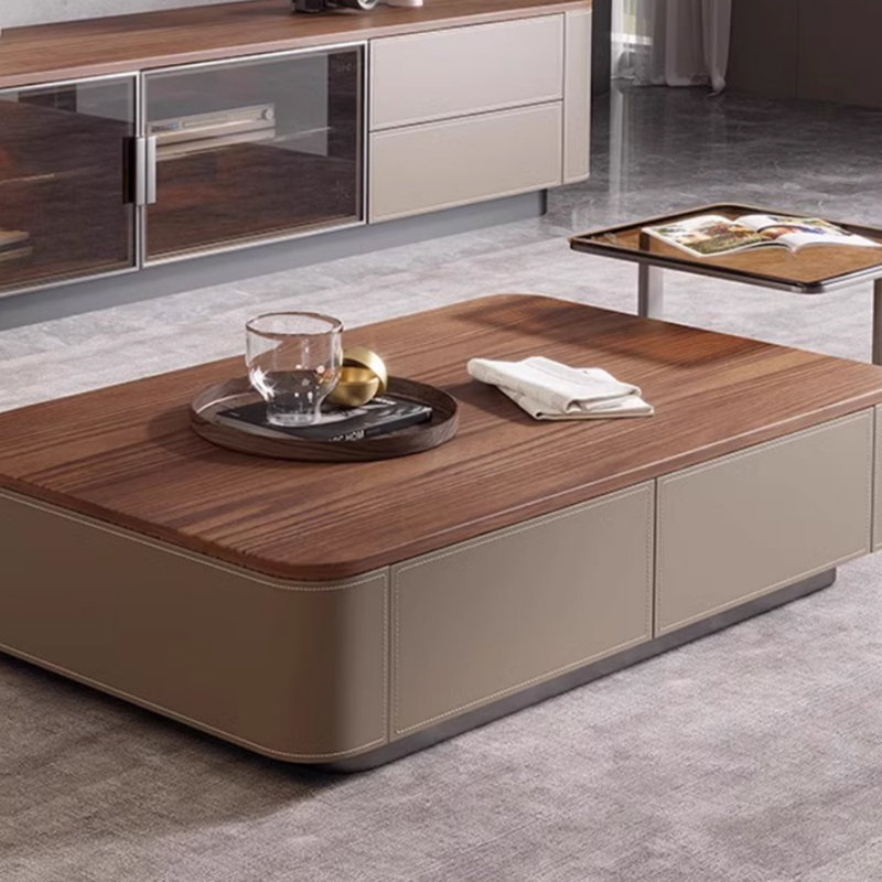 Design sense solid wood coffee table, 14.17" H x 55.11" L x 27.55" W