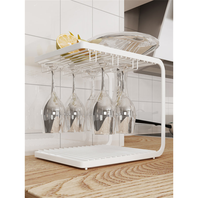 Support à bouteilles de vin de table et porte-verres blanc