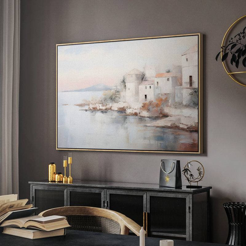 Paysage rétro - DLxxxvi - impression, H 17 po x l 25 po x P 2 po, Toile naturelle avec cadre flottant