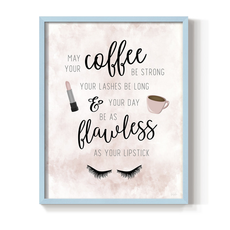 «May Your Coffee Be Strong», reproduction encadrée - bois massif, Bleu, H 11 po x l 9 po