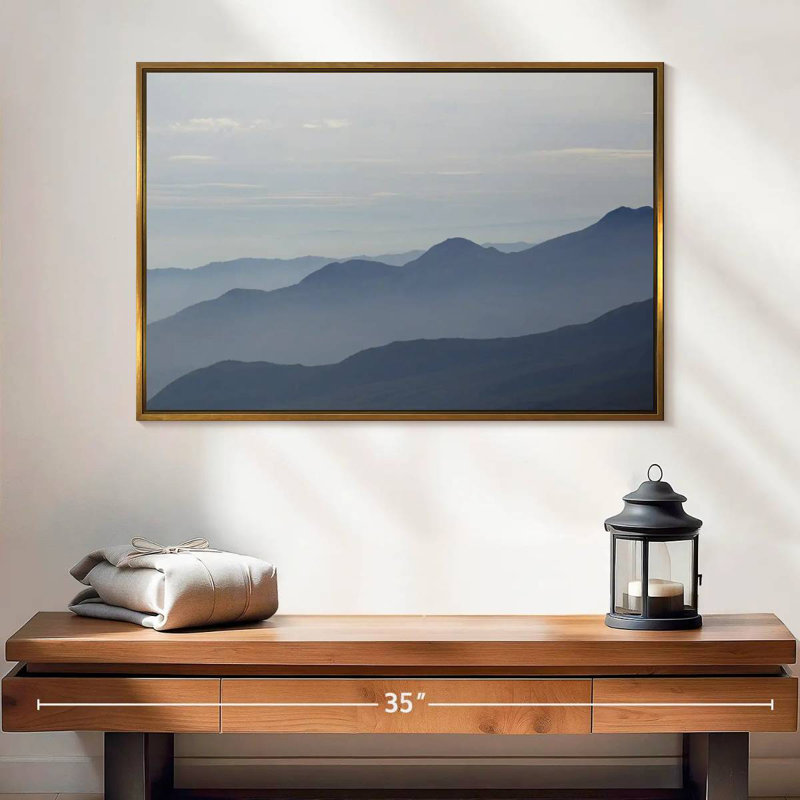 Foggy Mountain Range, 25" X 17", Floating Frame Gold