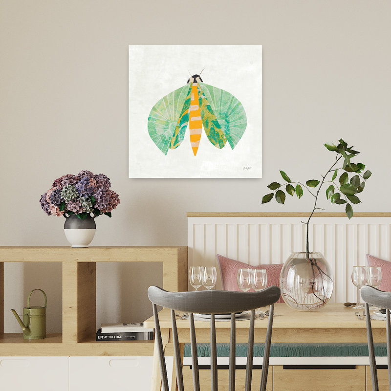 Collage insectes II, papillon contemporain, H 18 po x l 18 po