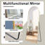 Miroir autoportant au sol en métal arqué de quatrième génération, idéal pour la salle de bain et le maquillage avec une installation facile