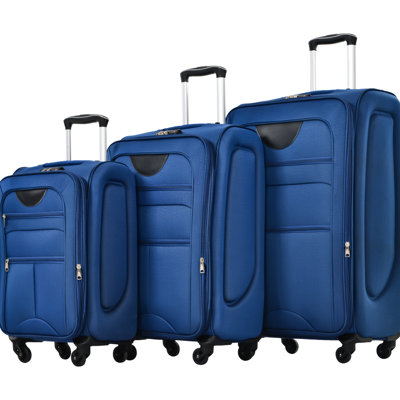 Bagages 3 pièces - extensible avec serrure de sécurité et teinture - Tissu Softshell léger, compartiments microbiens