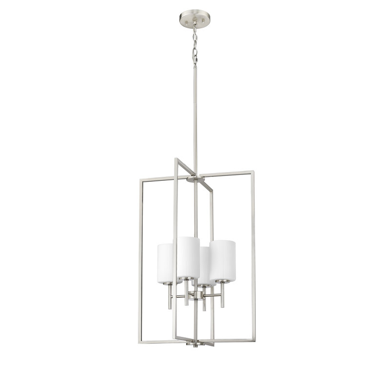 Luminaire suspendu rectangulaire à 4 lumières Sumika, Nickel brossé