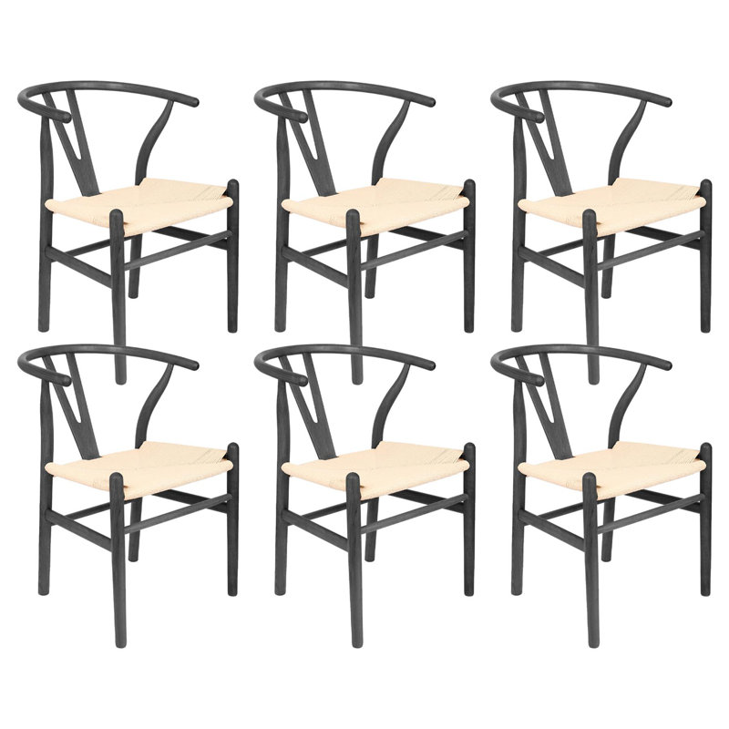 Nicholas Winter Scandi Danish Style Solid Wood Dining Chairs, 6, Black/Natural