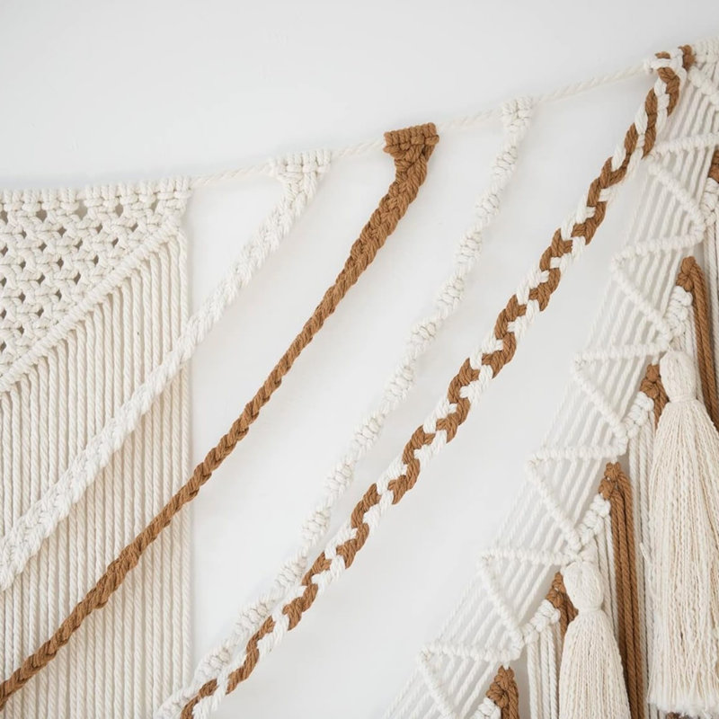 Handmade Brown Macrame Wall Hanging Boho Textured Art Panel