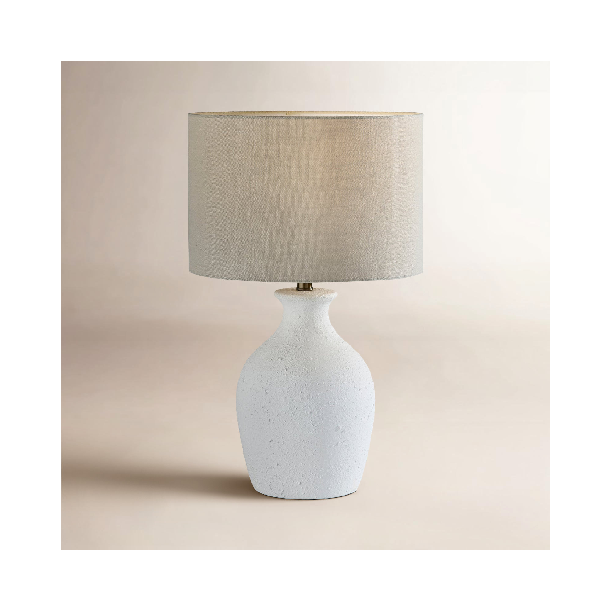 Ceramic Table Lamp, White Speckled Ceramic, Light Beige