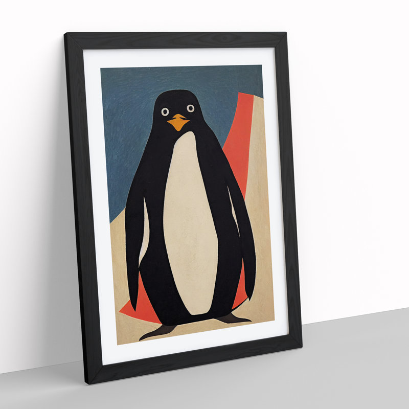 Penguin Abstract Art No.6 - Wall Art, No Matte, Black Frame, 64cm H x 46cm W