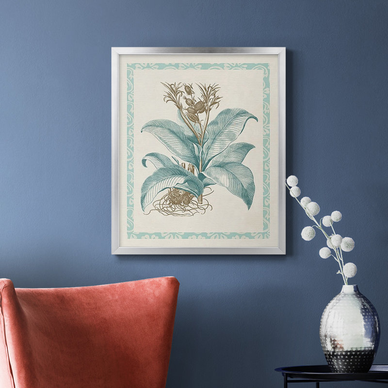 Toile de qualité supérieure Willow Blue Besler III - prête à être accrochée, Cadre d'angle fermé patiné, H 24 po x l 20 po