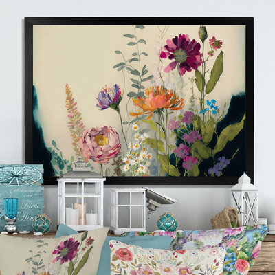 «Painted Blossoming Wildflowers I», reproduction d'art sur toile florale
