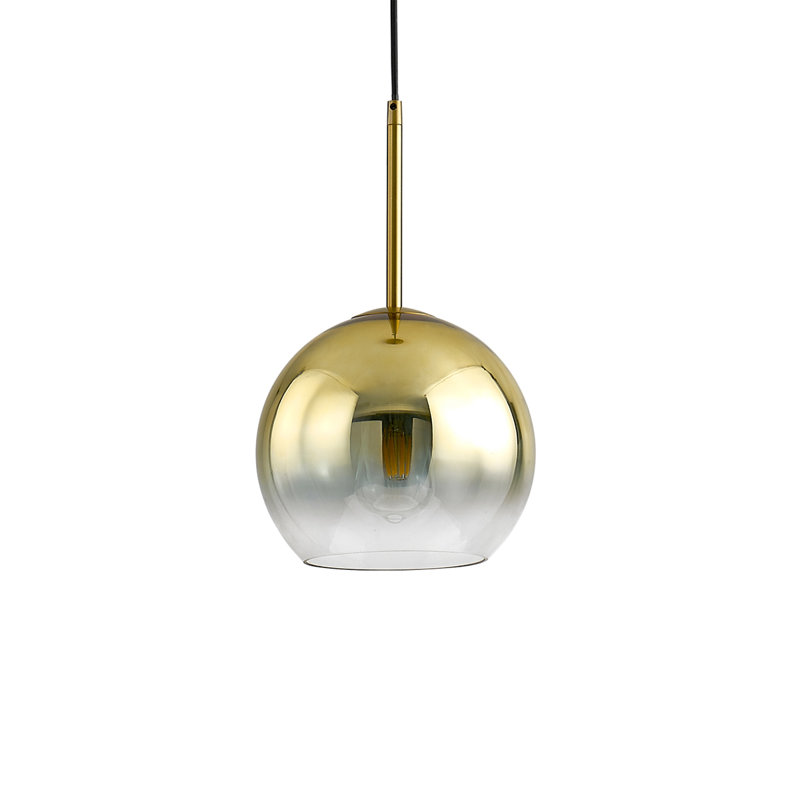 Luminaire suspendu en verre Melveen Globe, Doré, Laiton brossé