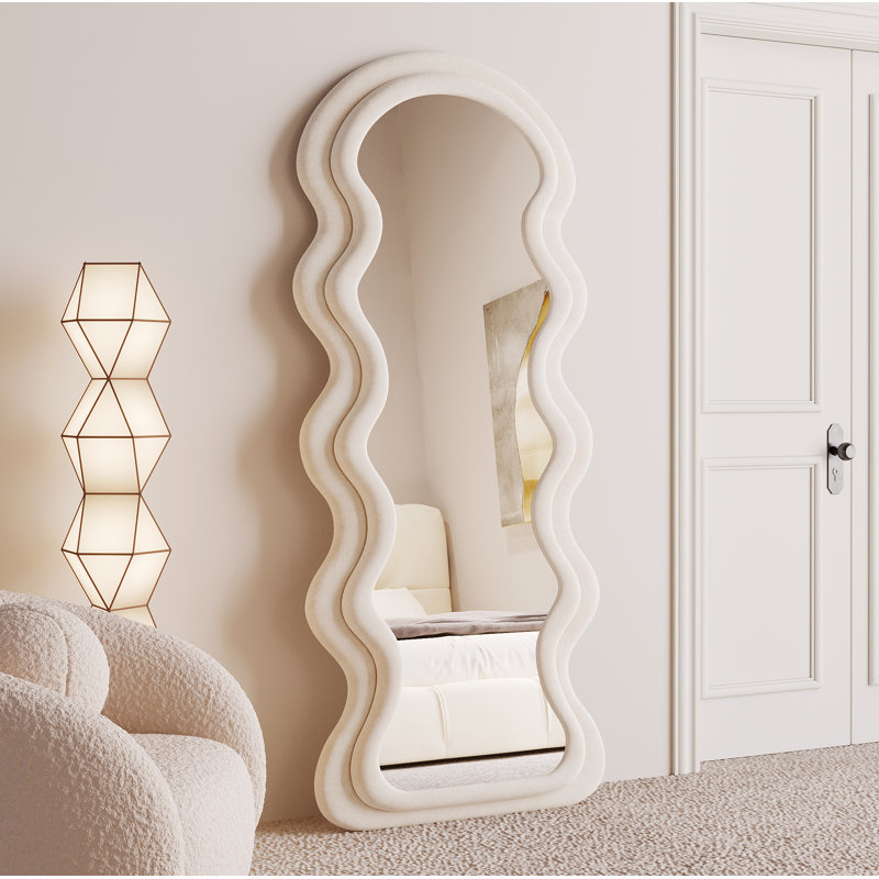 Glass Wavy Mirror, White