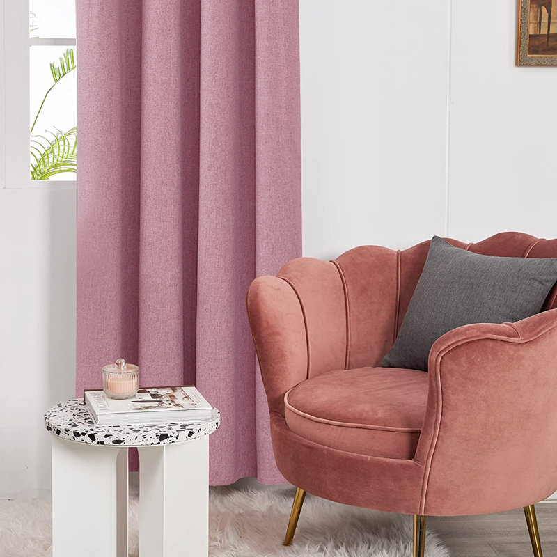 Alhamdi Blackout Curtain Pair, Pink, 117cm Width x 229cm Drop