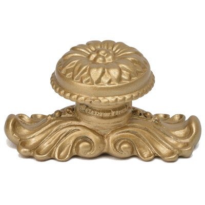 Acanthus large knob with flared foot Rosette style with medium backplatein Platinum