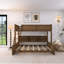 Lit superposé simple au-dessus de grand lit brun avec armoires de rangement et ports USB-804523630