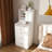 31 Vanity With Led Strip, Padded Stool & 4 Open Shelves - White Design For Bedroom Organization And Cosmetic Storage Multi Functional Mirror, Hidden Drawers Medium Density Makeup