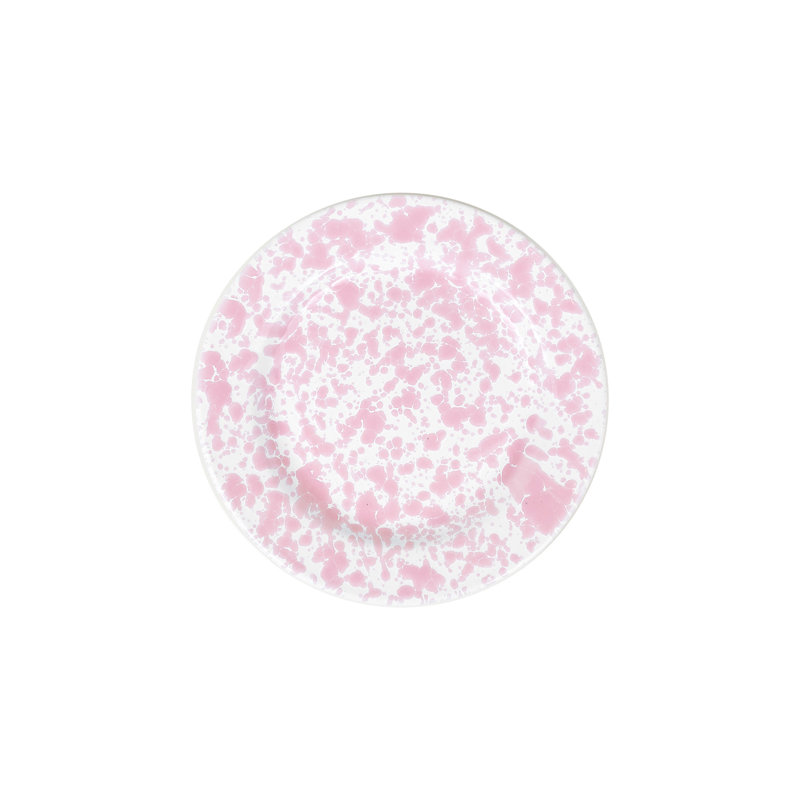 Splatter Flat Salad Plates, Black, Pink