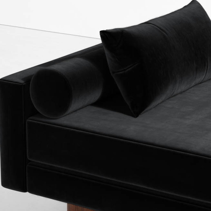 Banc minimaliste avec revêtement noir, H 19,69 po x l 70,87 po x P 23,62 po