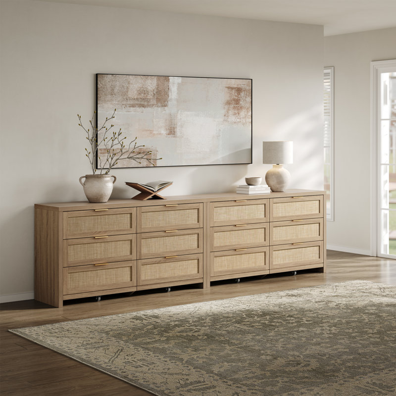 Commode 6 tiroirs Chada, Chêne clair
