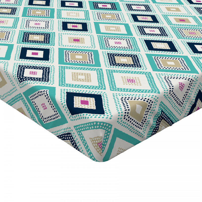 Microfiber Geometric Fitted Sheet, Twin Fitted Sheet
