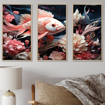 Coral and Sharks Collage Symetry I - Coastal Coral Under Water, ensemble d'art sur toile