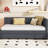 Twin Size Upholstered Daybed With Trundle, Linen Attachment, Strong Bed Element, No Box Spring, Gray Label Linen, Elegant Appearance-1107313078
