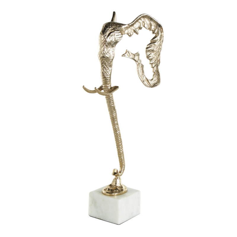 Sculpture éléphant Johnathin, H 26,85 po x l 8,95 po x P 9 po, Doré