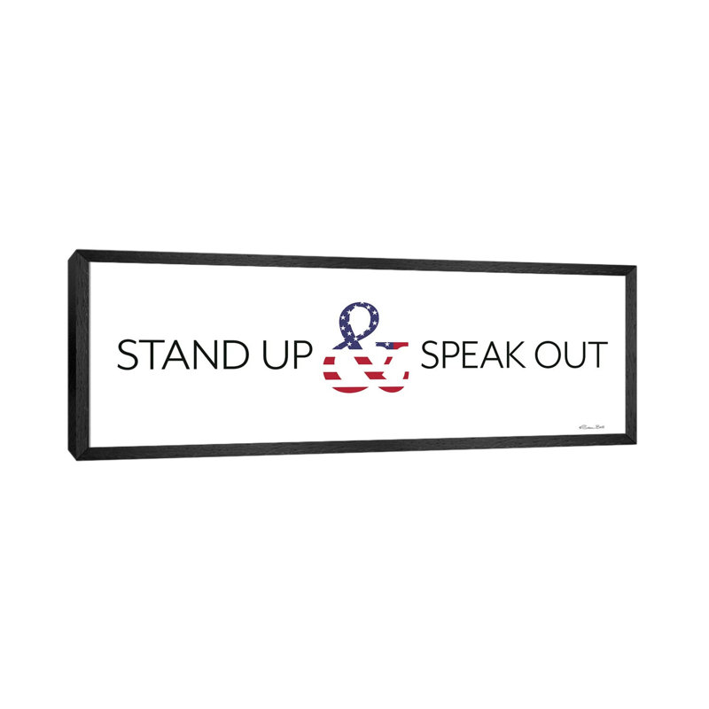 Stand Up and Speak Out 1 Piece Panoramic Wall Art on Canvas, 30.48 cm H x 91.44 cm W, Black Framed