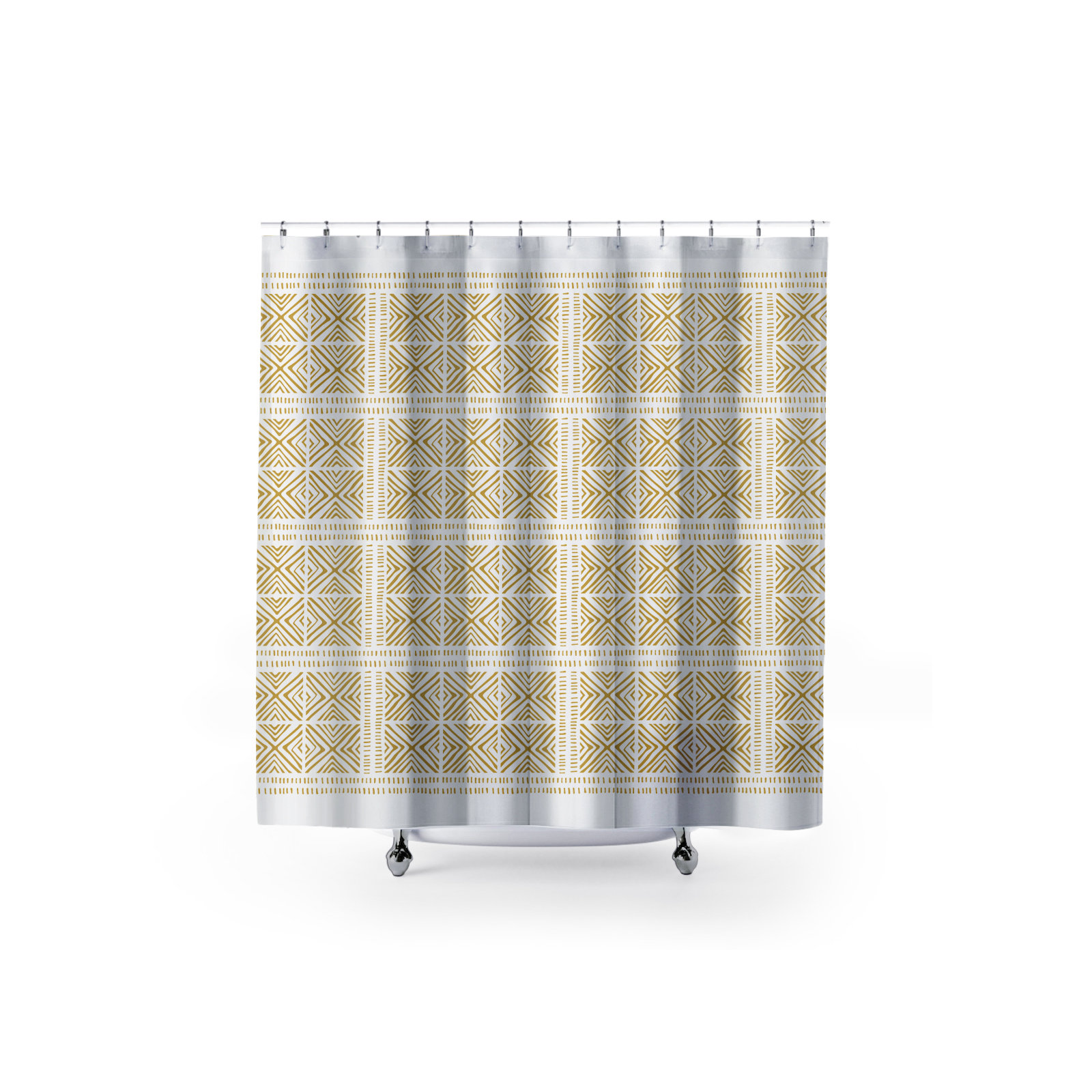 Thora Tribal Shower Curtain, ThoraTribal Mustard