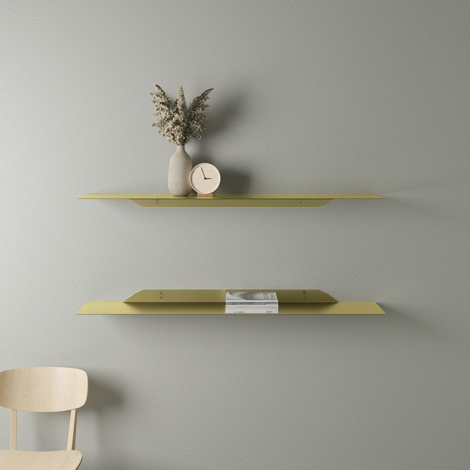 Maja Floating Shelf, Gold, 1.75" H x 36" W x 6" D