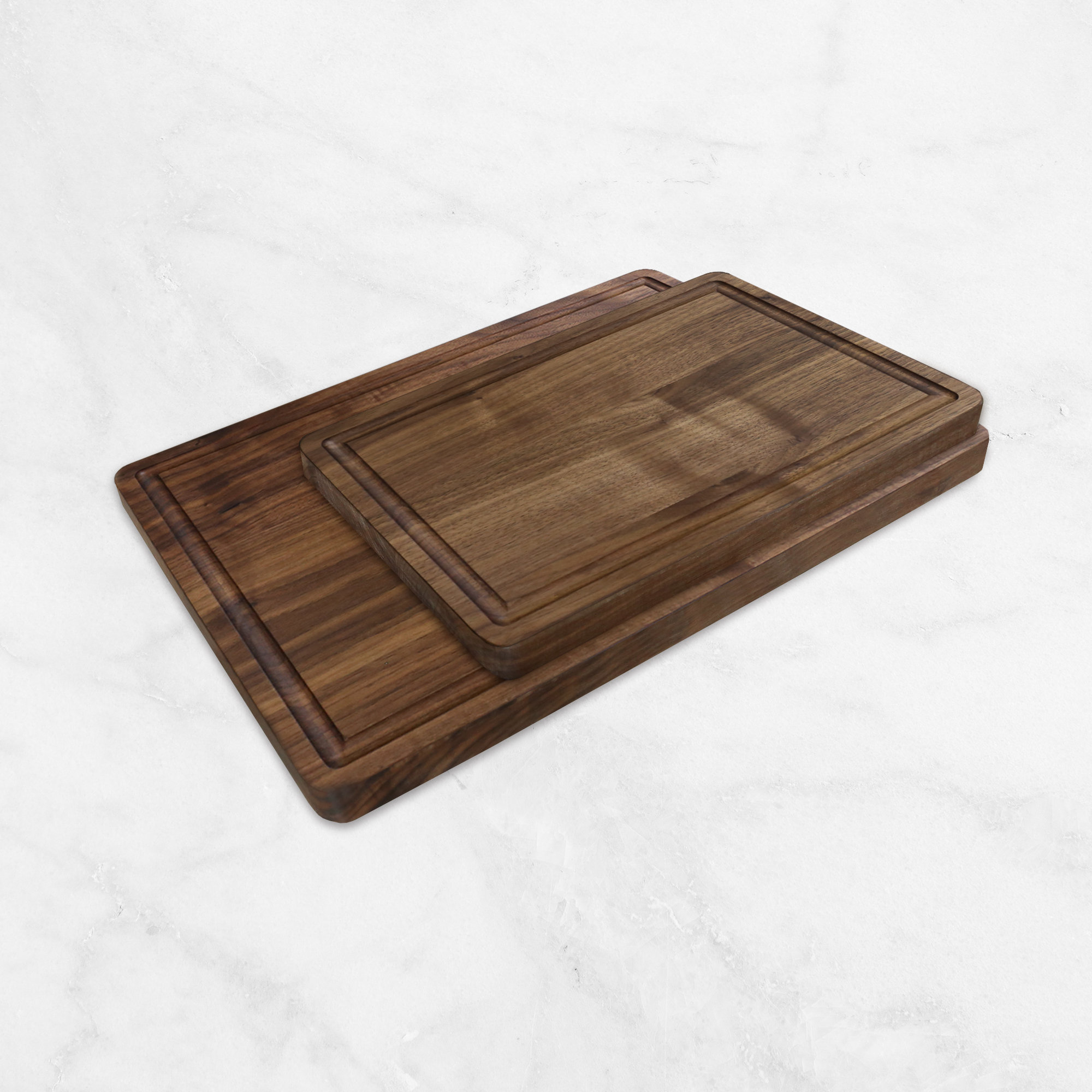 Yu Shan Delice Walnut Rectangle Cutting Board With Juice Drip Groove - Set Of 2 | Wayfair