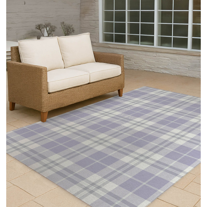Tartan Block Non-Slip Outdoor Rug, Rectangle 2' x 3'