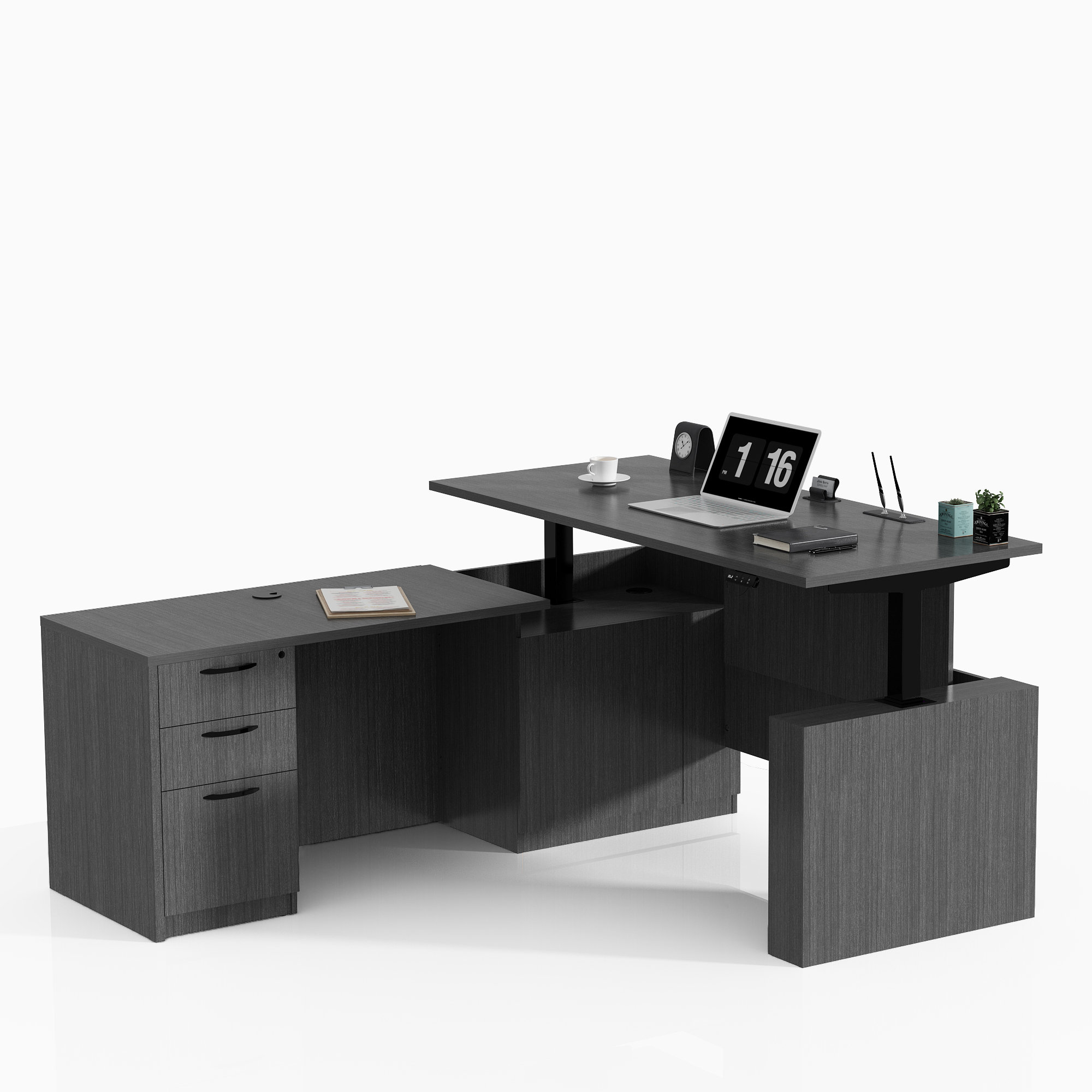 Hokku Designs Giannisis 66.93'' Height Adjustable LShaped Executive Desk & Reviews Wayfair