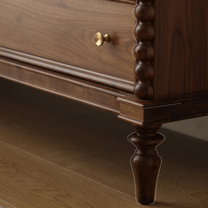Buffet de rangement à tiroirs entièrement en bois massif, H 29,52 po x l 62,99 po x P 15,74 po