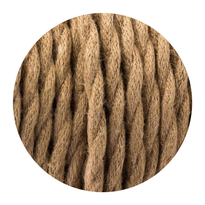 Arquan 2 Core Twisted Cable Fabric Flex Cord 0.75mm Braided Flexible Electrical UK Lighting Wire Cord / Cable, Hemp