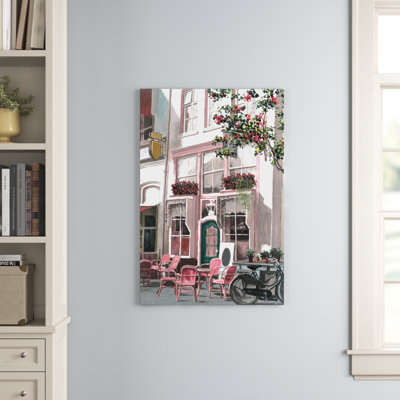 «Pink City Café», peinture sur toile tendue