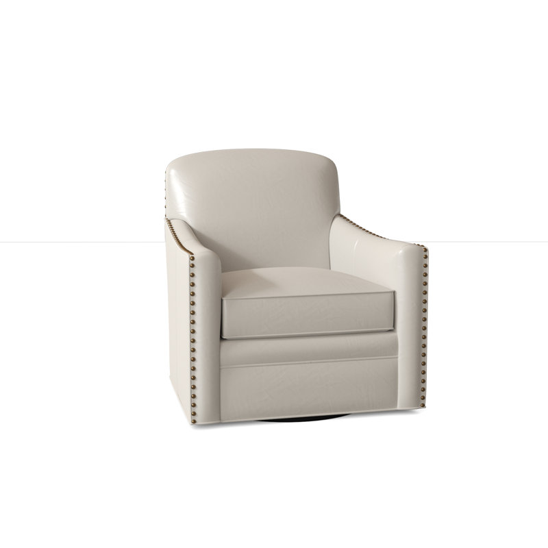 Luna Leather Swivel Armchair, Aline Fumo Genuine Leather, French Natural, Swivel - Standard