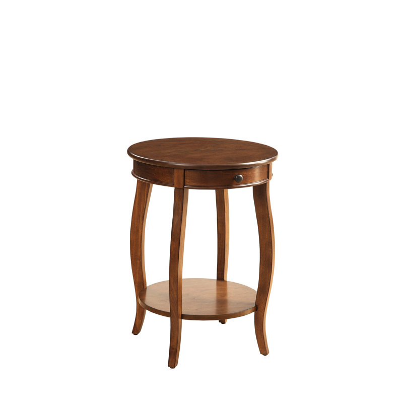 Élégante table d'appoint en noyer avec pieds de rangement pratiques et tiroir caché