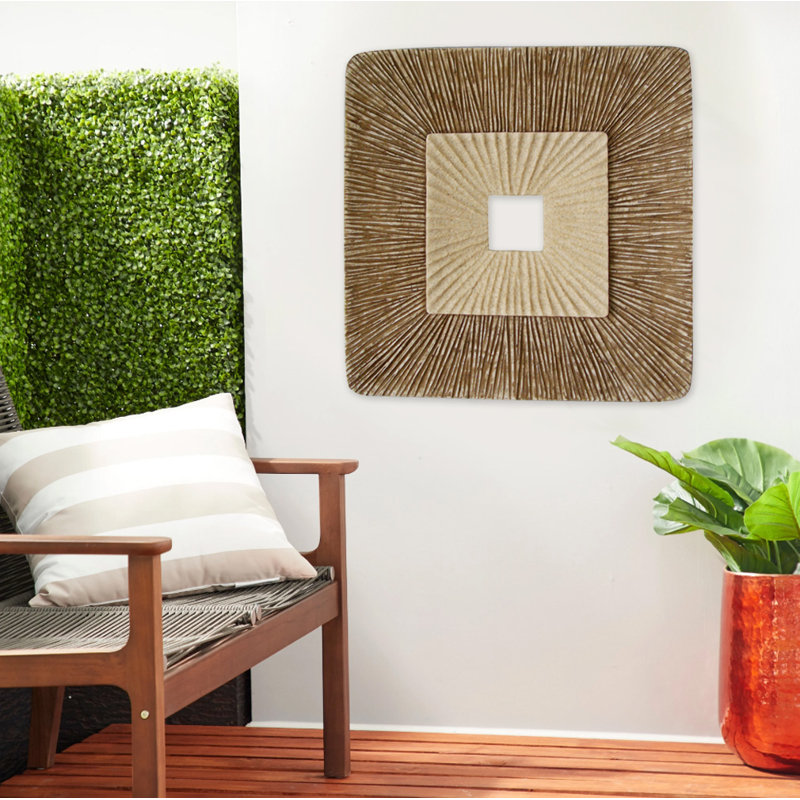 Décoration murale carrée, H 26 po x l 26 po x P 2 po, Brun et gris