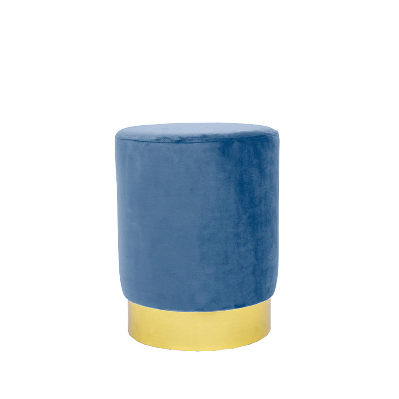 Alanni 14'' Wide Velvet Round Standard Ottoman, Navy Velvet