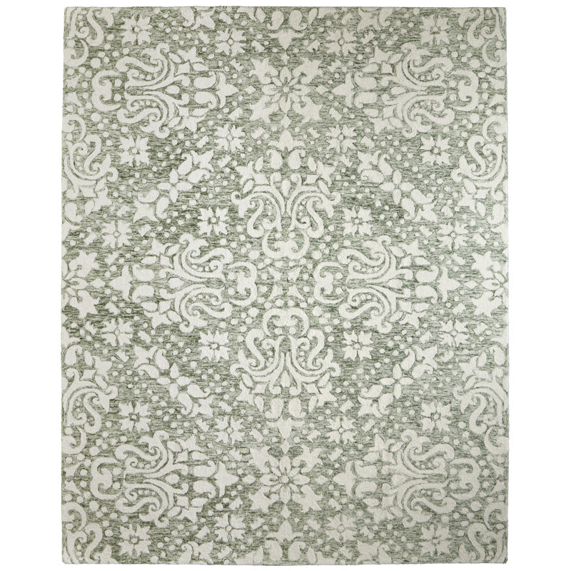 Brockington Traditional Floral & Botanical Ivory Area Rug, Rectangle 9' x 12'