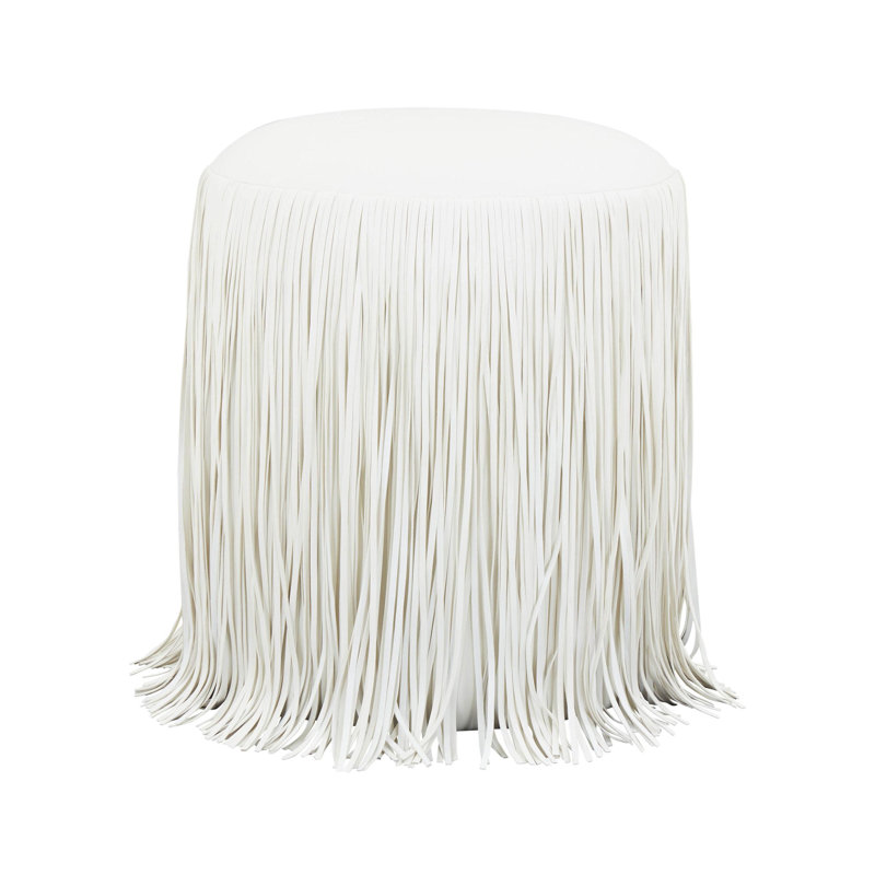 Renae Performance Vegan Leather Ottoman, Ivory