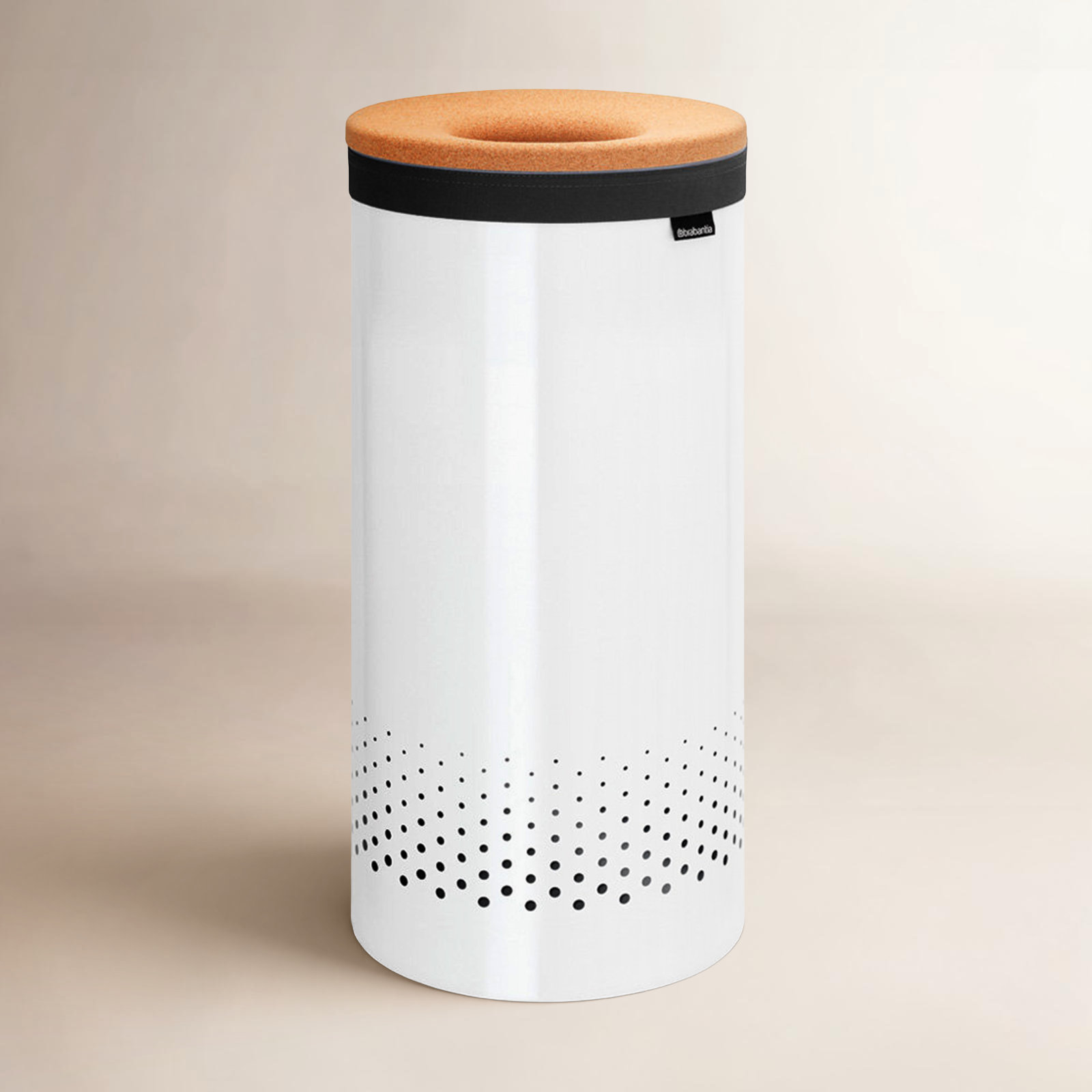 Brabantia Laundry Hamper with Cork Lid, White, Small (25" H x 12" W x 12" D)