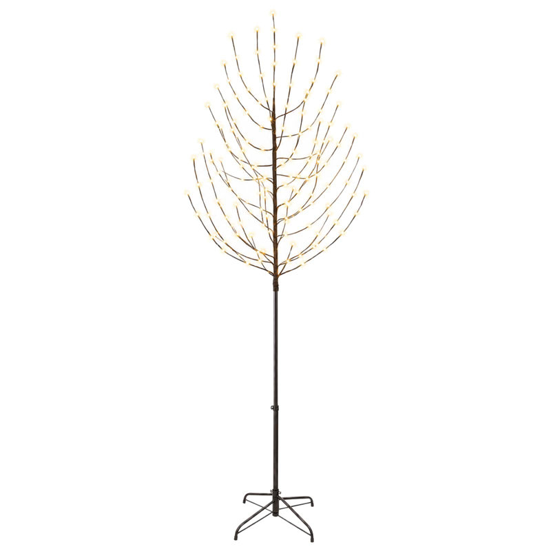 LED Christmas Tree Black Steel Pre-Lit Christmas Tree USB Powered, 240 cm, Warm White